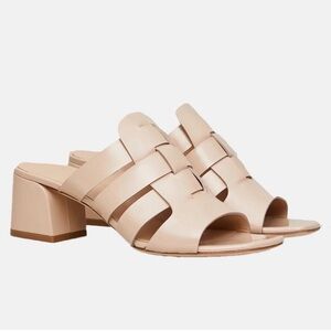 M. Gemi Mare Mule Patent Leather Sandals Tan Beige Nude Made in Italy Size 38.5